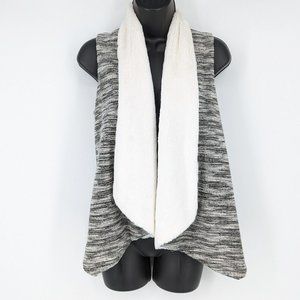 Soulmates Faux Fur Vest S Soft Lapel Asymmetrical Hem Marled Black Cream Boho